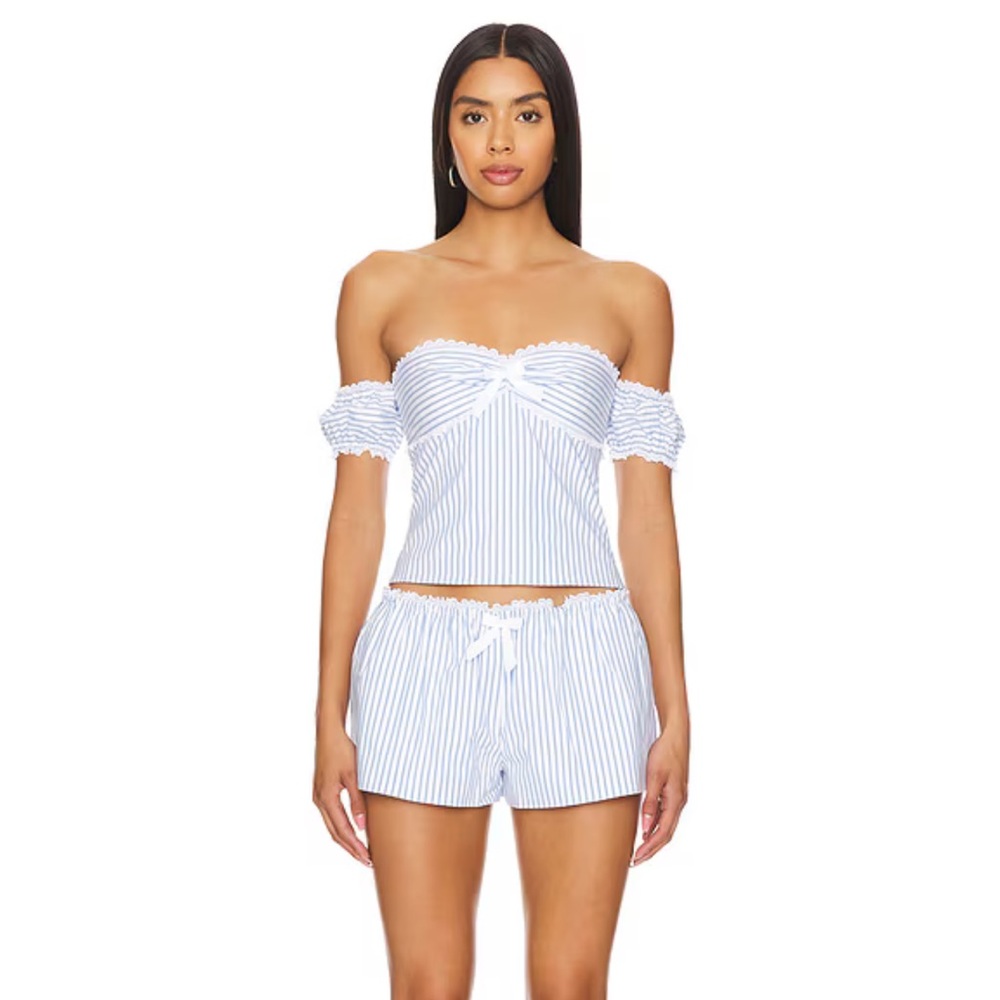 NWT Revolve Majorelle Cynthia Top and Shorts in White Stripe